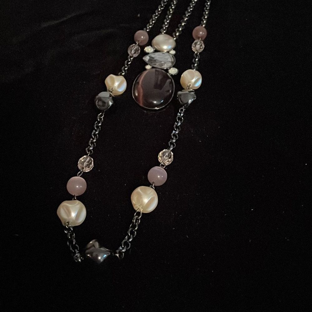 17" double chain with beautiful purple and cream baubles - chicos